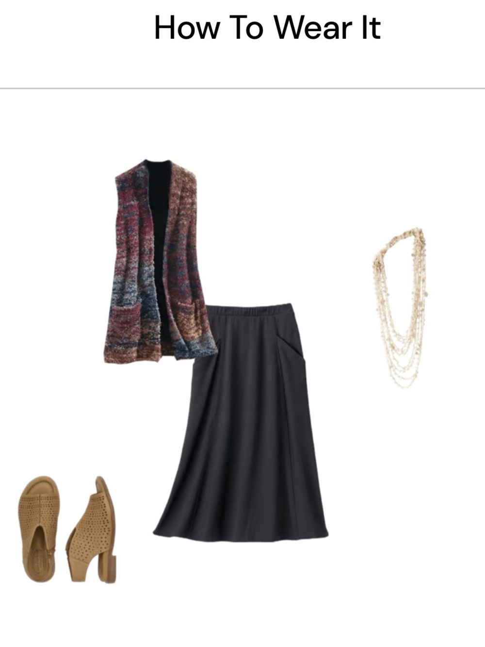 Coldwater Creek Black Midi A-Line Skirt